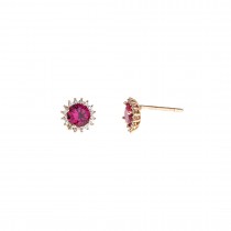 GOLD EARRINGS WITH RED ZIRCON14K
