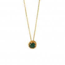 GOLD PLATED NECKLACE 925 WITH GREEN ZIRCON 