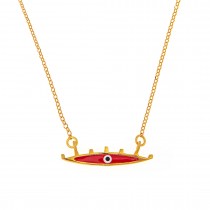 SILVER NECKLACE EVIL EYE 925 WITH RED ENAMEL
