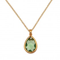 WOMEN'S NECKLACE WITH GREEN CRYSTAL 925