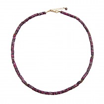 NECKLACE WITH PURPLE SEMI-PRECIOUS STONES AND HEMATITE
