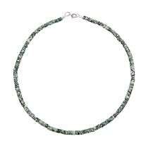 COLLAR WITH GREEN SEMI-PRECIOUS STONES AND HEMATITE
