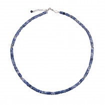 NECKLACE WITH BLUE SEMI-PRECIOUS STONES AND HEMATITE