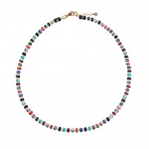 NECKLACE WITH MULTICOLOURED SEMI-PRECIOUS STONES AND HEMATITE