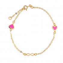 CHILDREN'S BRACELET K14 WITH PINK HEARTS