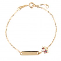 CHILDREN'S GOLD Κ14 GOLD BRACELET WITH UNICORN