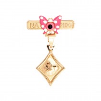 GOLD AMULET K14 WITH CHRISTIAN ICON AND A PINK BUTTERFLIES