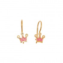 CHILDREN'S PINK CROWN EARRINGS 925