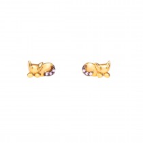 GIRLS CATS EARRINGS SOLID GOLD 14K