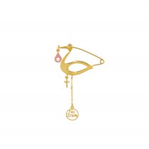 CHILDREN'S AMULET 925 WITH STORK AND PINK ELEMENTS