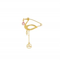CHILDREN'S AMULET 925 WITH STORK AND PINK ELEMENTS