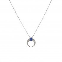 WOMEN'S NECKLACE WITH HALF-MOON AND BLUE ZIRCON