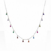 SILVER NECKLACE 925 WITH MULTICOLOURED CRYSTALS