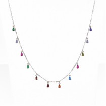 SILVER NECKLACE 925 WITH MULTICOLOURED CRYSTALS