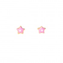 GIRLS' PINK STARS EARRINGS SOLID GOLD 14K