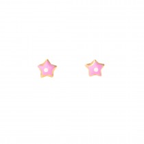 GIRLS' PINK STARS EARRINGS SOLID GOLD 14K