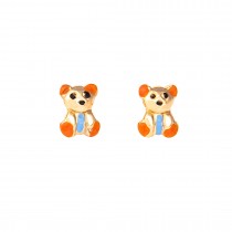 GIRLS ORANGE BEARS SOLID GOLD 14K