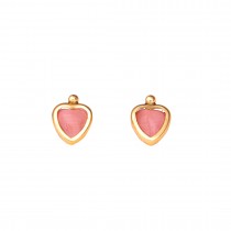 GIRLS' PINK HEARTS EARRINGS SOLID GOLD 14K