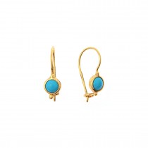 DANGLE EARRINGS WITH TIRQUOISE STONE - SOLID GOLD 14K