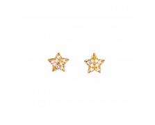 ZIRCON STARS - SOLID GOLD 14K EARRINGS 