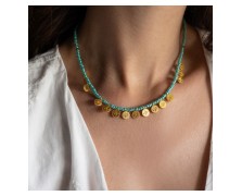 Turquoise Coin Necklace – Boho Chic Χειροποίητο Κολιέ