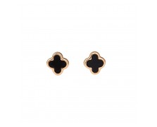 BLACK STONE CROSS EARRINGS - SOLID GOLD 14K