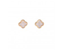 WHITE MOTHER OF PEARL CROSS EARRINGS - SOLID GOLD 14K