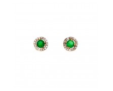WOMENS' GREEN ZIRCON EARRINGS - SOLID GOLD 14K