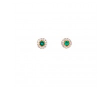 WOMENS' GREEN ZIRCON EARRINGS - SOLID GOLD 14K