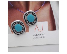 Statement Σκουλαρίκια με Τυρκουάζ Λεπτομέρεια | alevizou jewellery