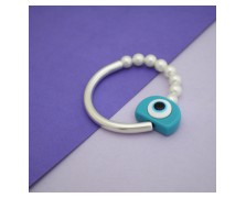 Half & Half Βραχιόλι με Μάτι και Πέρλες | alevizou jewellery