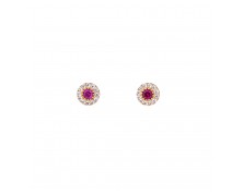 WOMENS' RED ZIRCON EARRINGS - SOLID GOLD 14K