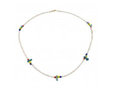 WOMEN'S NECKLACE WITH PEARLS AND MULTICOLORED BEADS