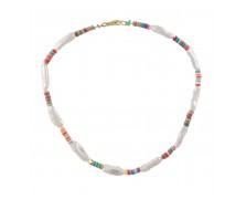 WOMEN'S NECKLACE WITH MULTICOLOURED POLYMER CLAY AND PEARLS