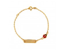 KID'S GOLD ID BRACELET K14 WITH LADYBUG