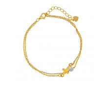 GIRL'S SILVER BRACELET 925 WITH GOLD CROSS