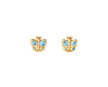 GIRLS BUTTERFLY EARRINGS SOLID GOLD 14K
