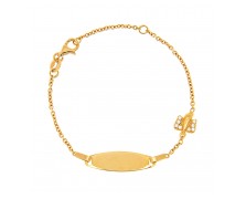 KID'S GOLD ID BRACELET K14 WITH GOLD ANGEL AND ZIRCON