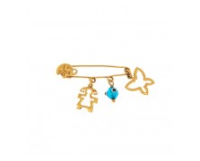 GOLD AMULET K14 FOR GIRLS WITH PENDANT ELEMENTS