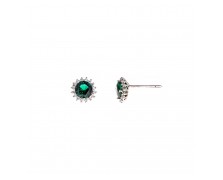 WHITE GOLD EARRINGS WITH GREEN ZIRCON14K
