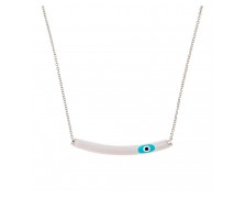SILVER NECKLACE EVIL EYE 925 WITH WHITE ENAMEL