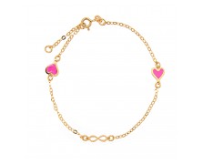 CHILDREN'S BRACELET K14 WITH PINK HEARTS
