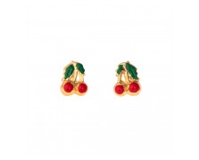 GIRLS CHERRY EARRINGS SOLID GOLD 14K