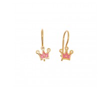 CHILDREN'S PINK CROWN EARRINGS 925