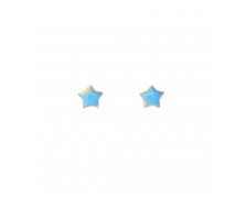GIRLS' LIGHT BLUE STARS EARRINGS SOLID GOLD 14K