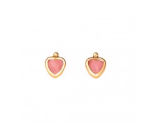 GIRLS' PINK HEARTS EARRINGS SOLID GOLD 14K