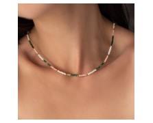 ΧΕΙΡΟΠΟΙΗΤΟ ΚΟΛΙΕ BOHO CHIC NECKLACE GREEN & PINK