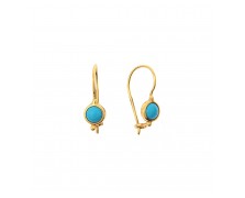 DANGLE EARRINGS WITH TIRQUOISE STONE - SOLID GOLD 14K